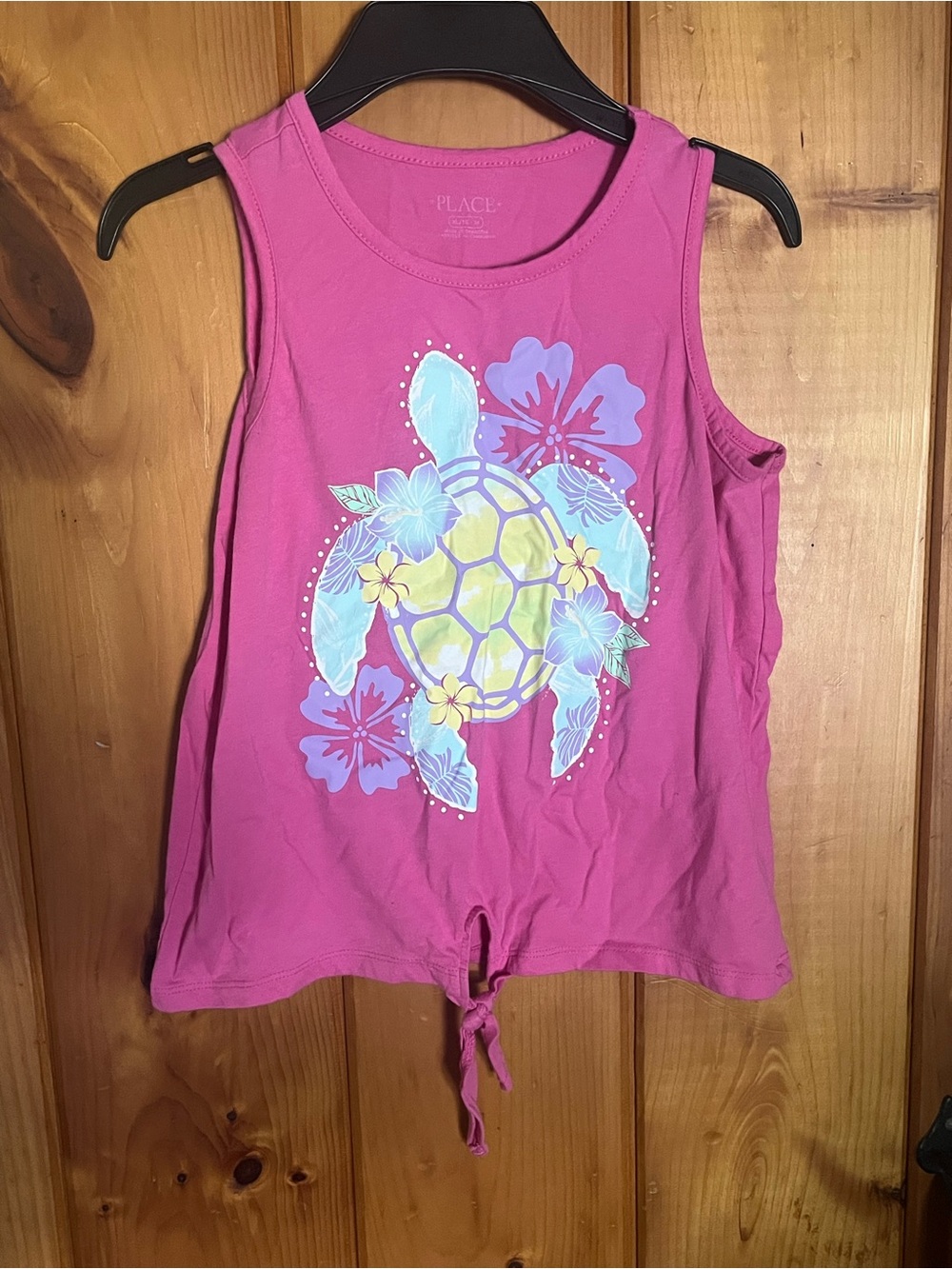 The Children's Place Pink Turtle Graphic Tie-Front Tank Top
